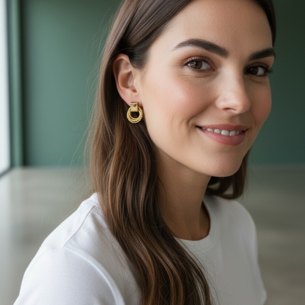 Gold Textured Layered Mini Hoop Earrings